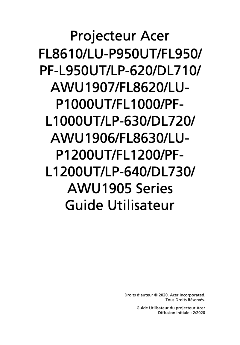 Page 1 of the manual User Manual Acer FL8630