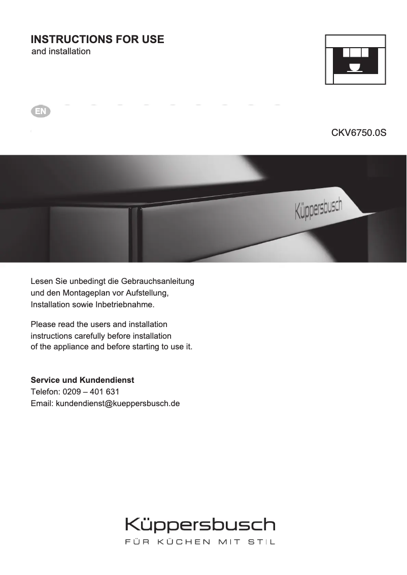 Page 1 of the manual User Manual Küppersbusch CKV6750.0S