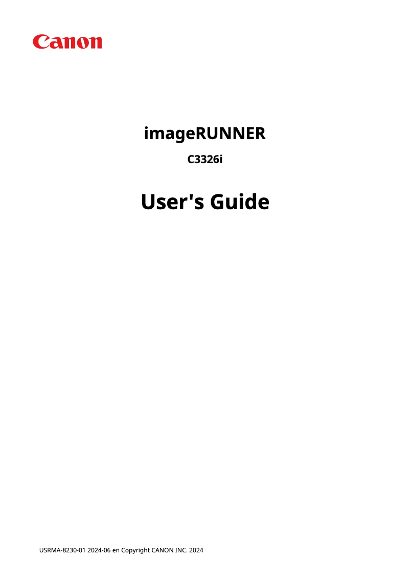 Page 1 of the manual User Manual Canon imageRUNNER C3326i