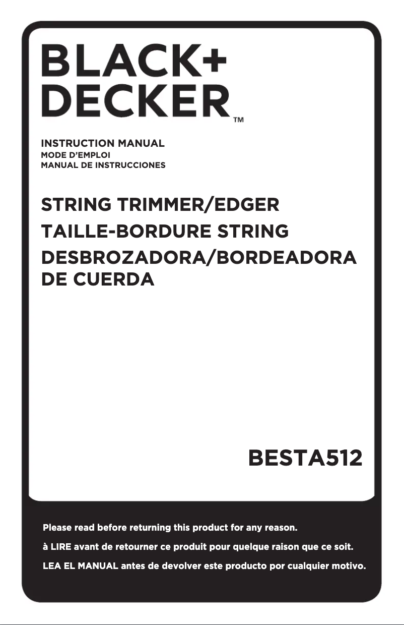 Page 1 of the manual User Manual Black & Decker BESTA512