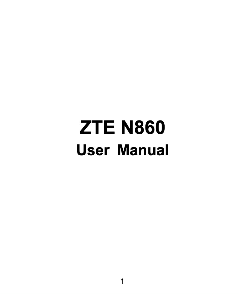Page 1 of the manual User Manual ZTE N-860