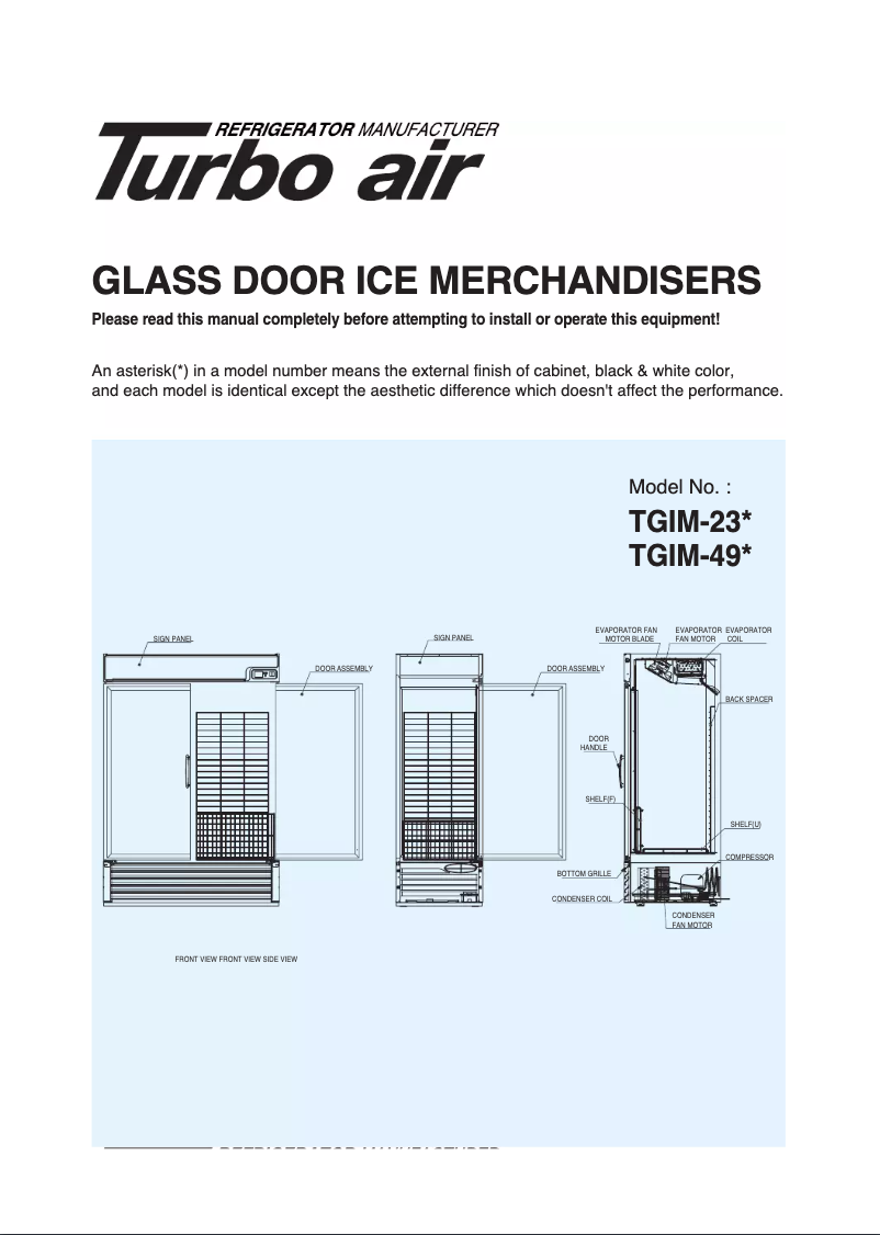 First page image of the manual for TGIM-23