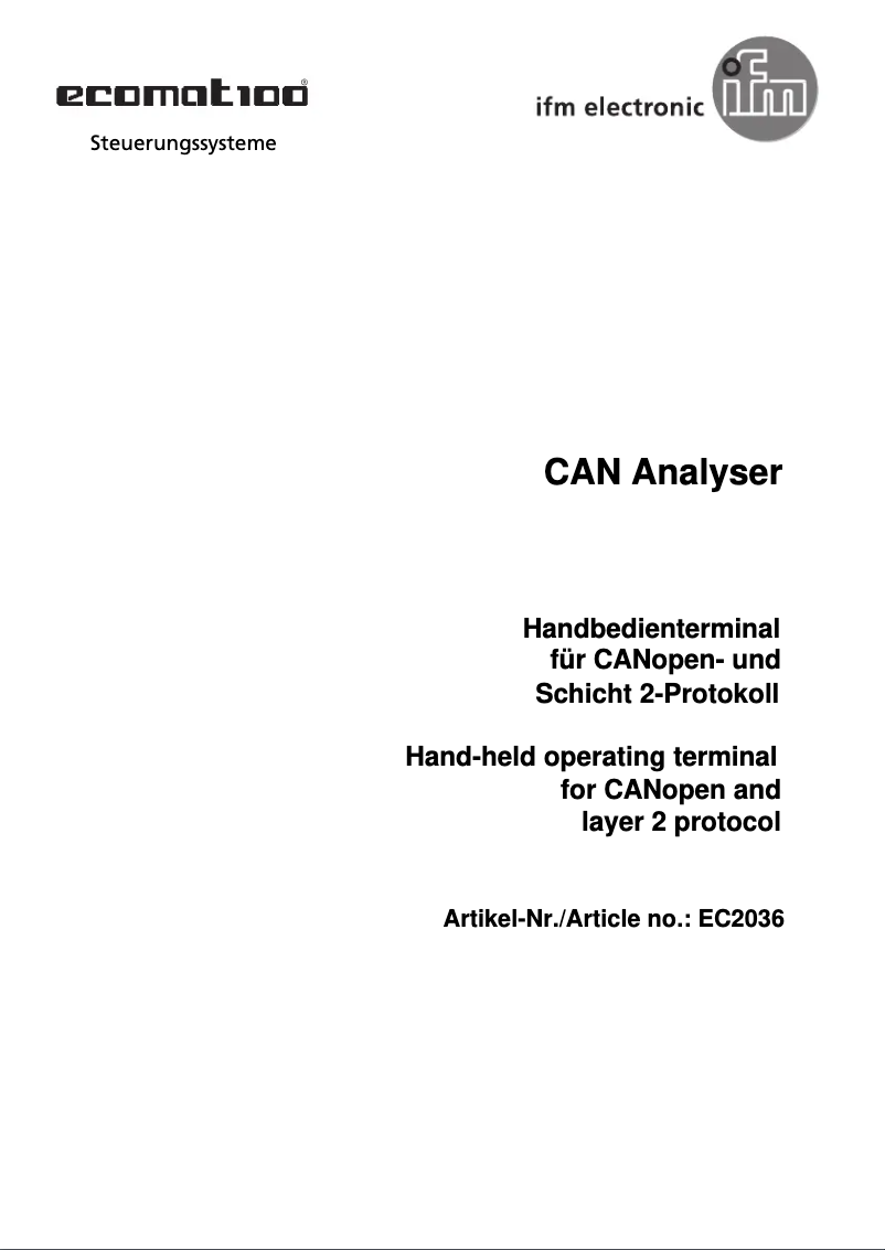 Page 1 of the manual User Manual IFM EC2036