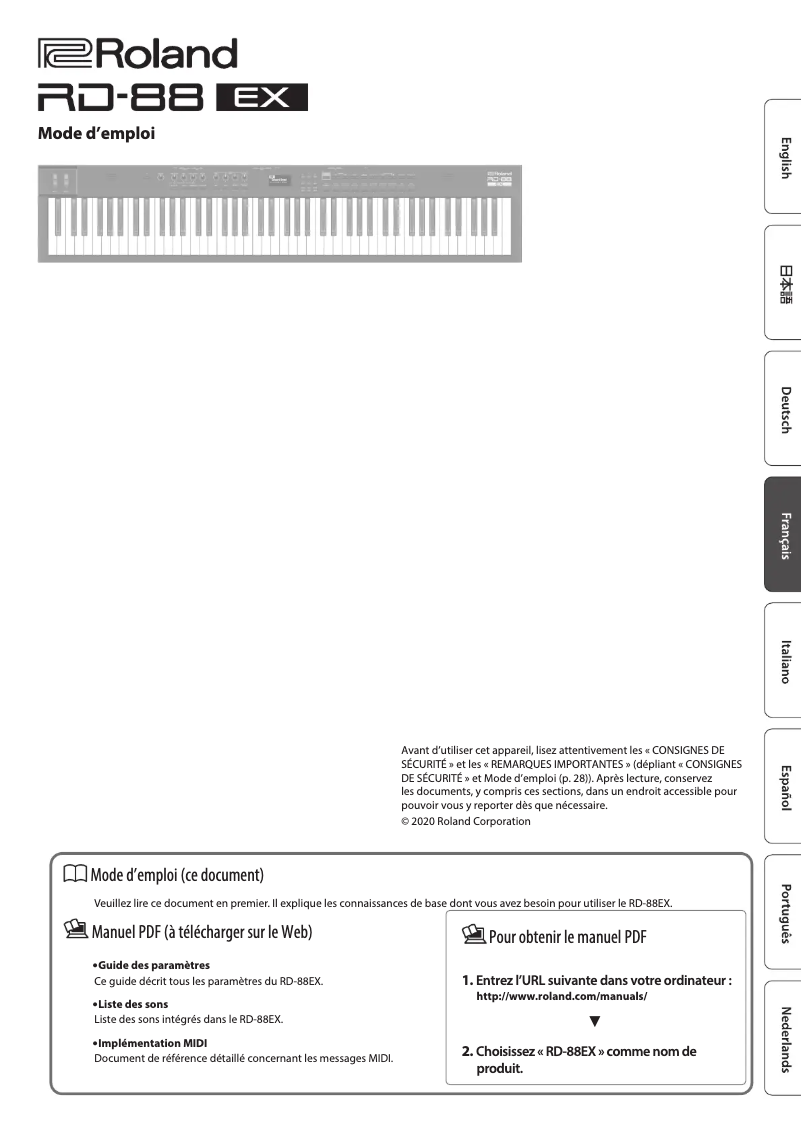 First page image of the manual for RD-88 EX