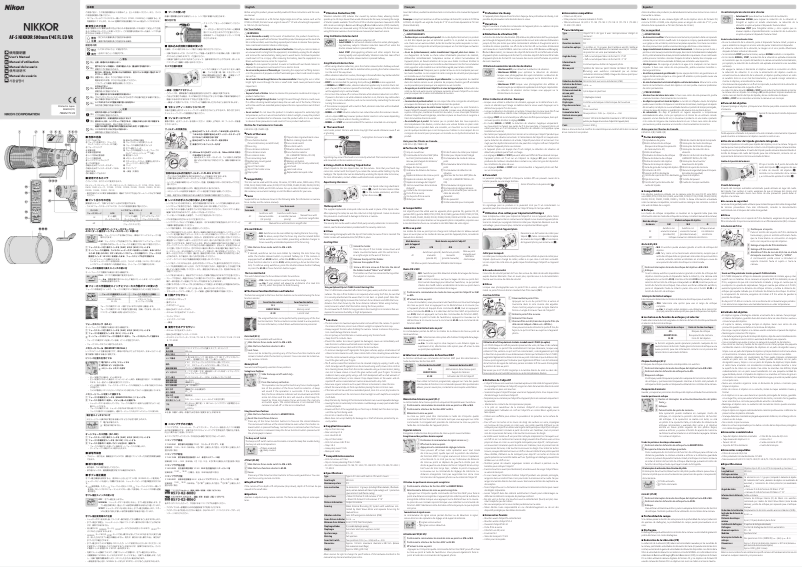 First page image of the manual for Nikkor AF-S 500mm f/4E FL ED VR