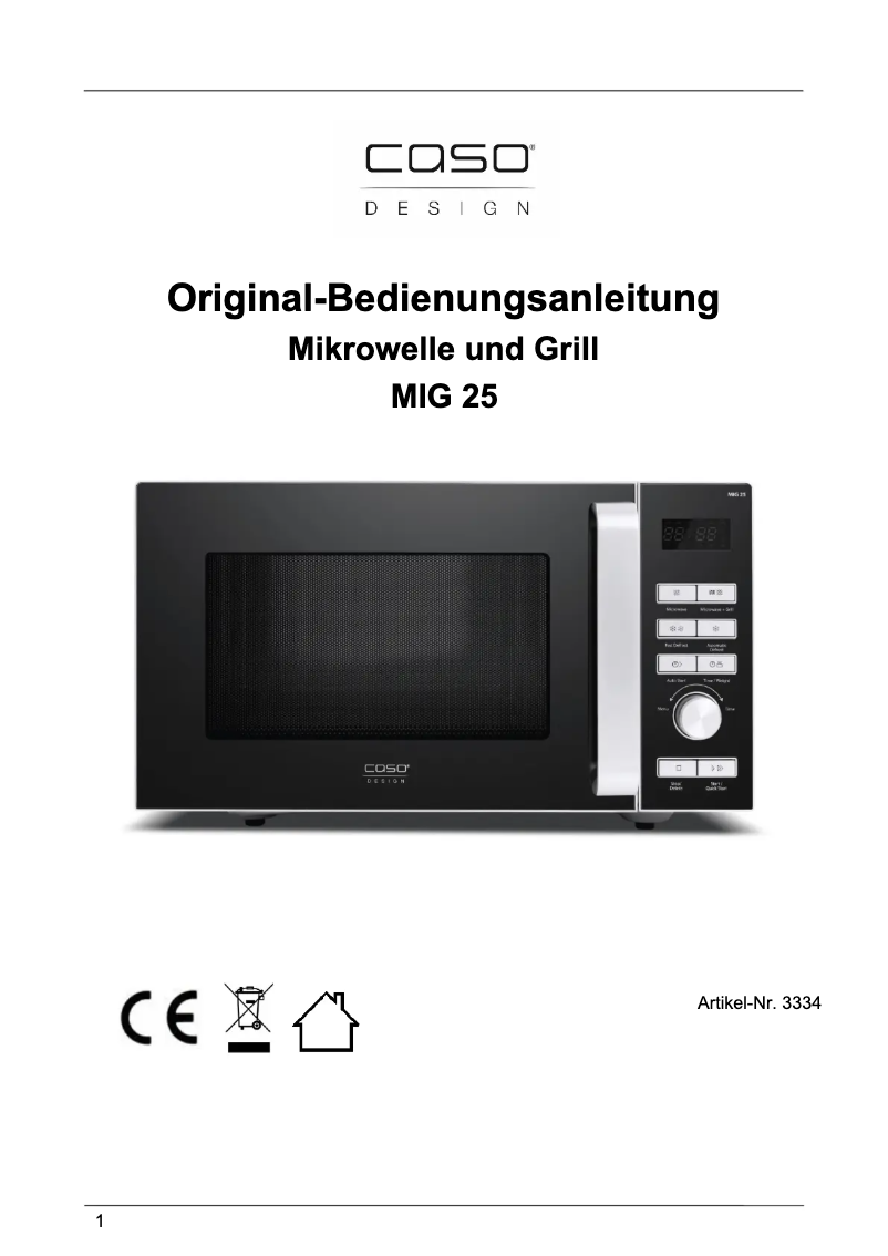 Page 1 of the manual User Manual Caso MIG 25