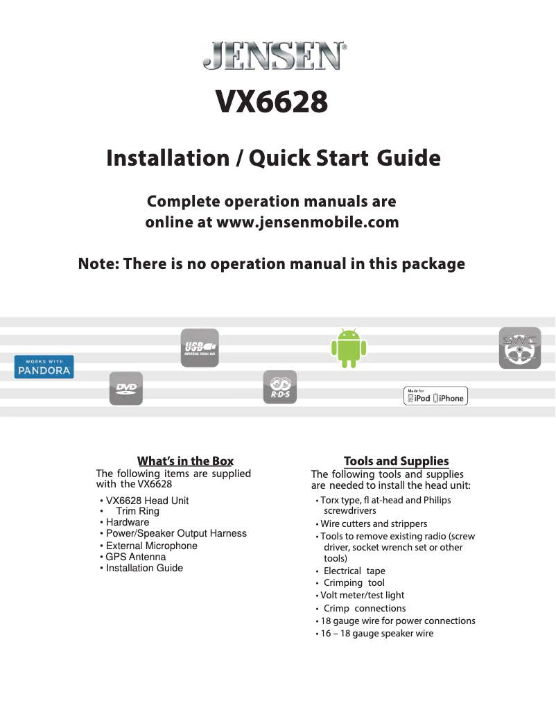 First page image of the manual for VX6628