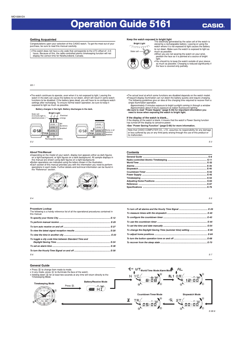 Page 1 of the manual User Manual Casio Radio Controlled LCW-M100TSE-1A2ER