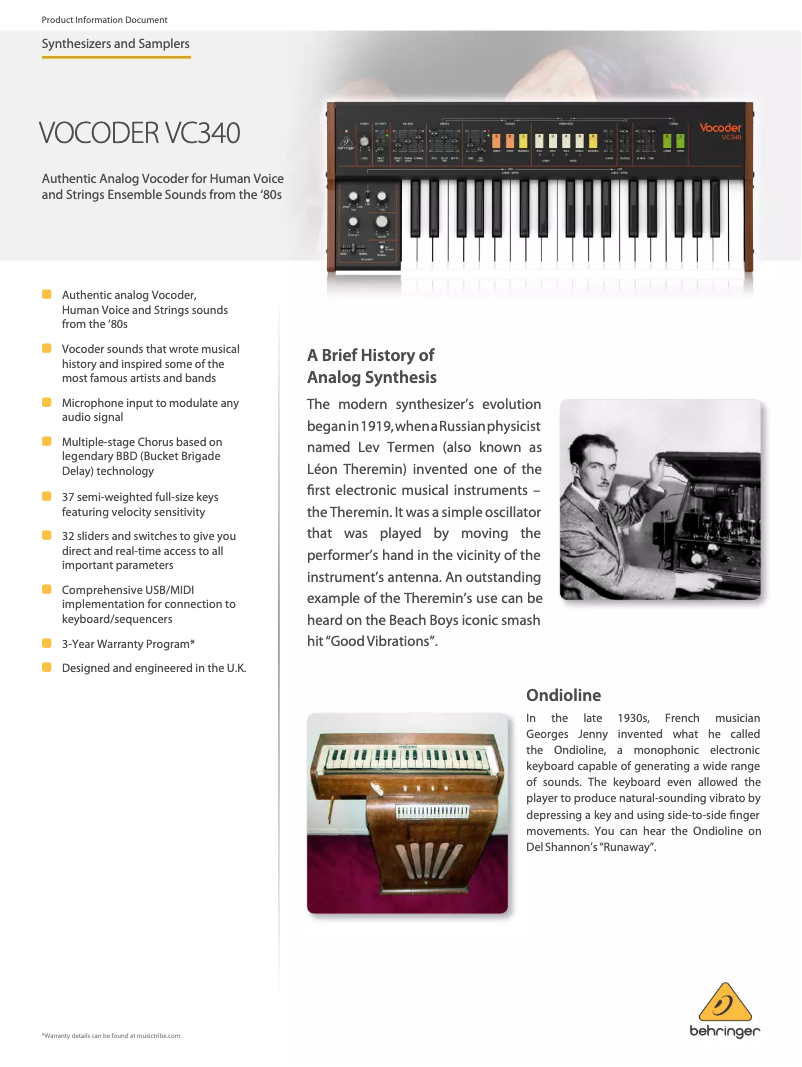 Image de la première page du manuel de l'appareil Vocoder VC340