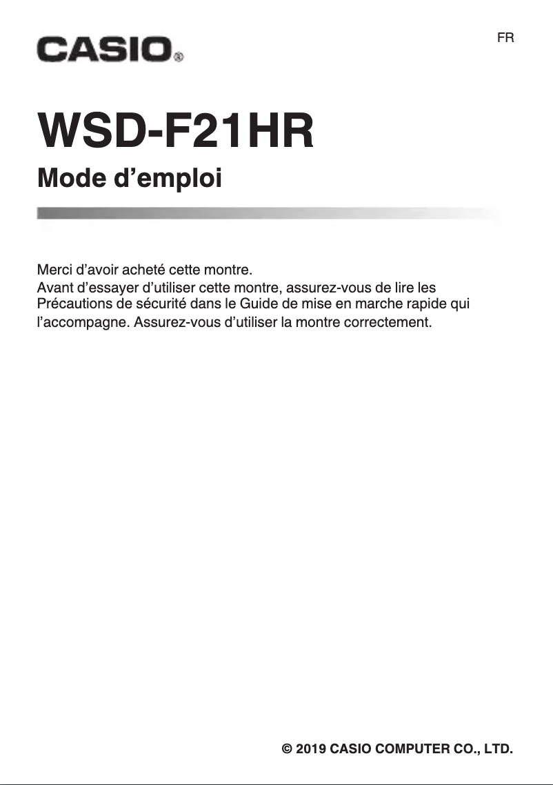 First page image of the manual for PRO TREK WSD-F21HR-RDBGE