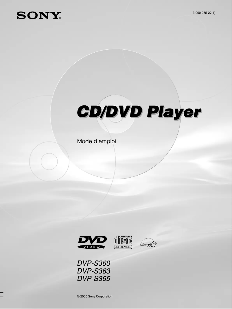 First page image of the manual for DVP-S365
