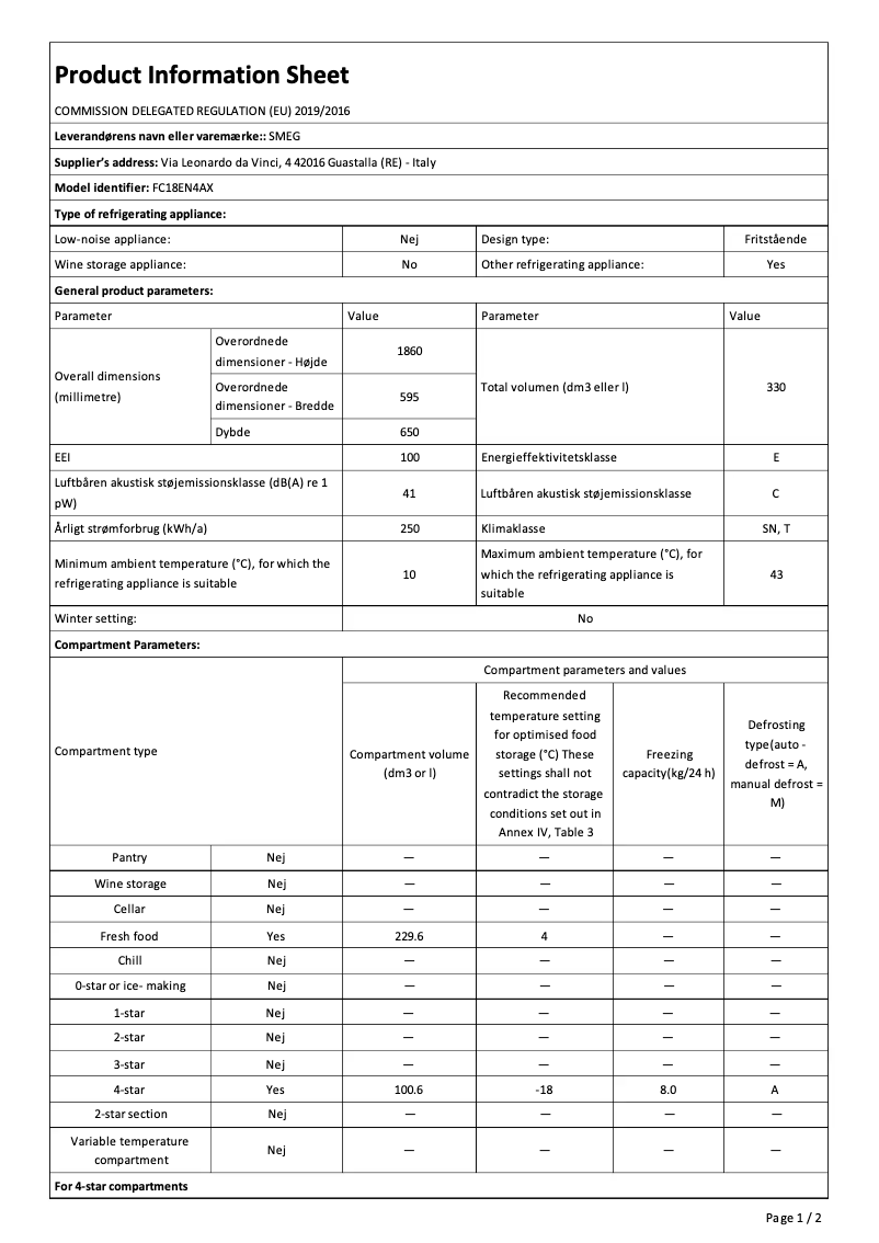 First page image of the manual for FC18EN4AX