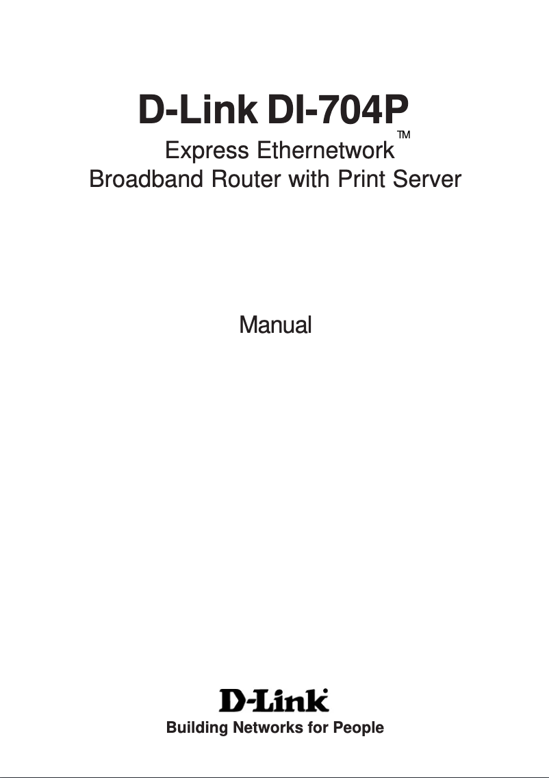 Page 1 of the manual User Manual D-Link DI-704P