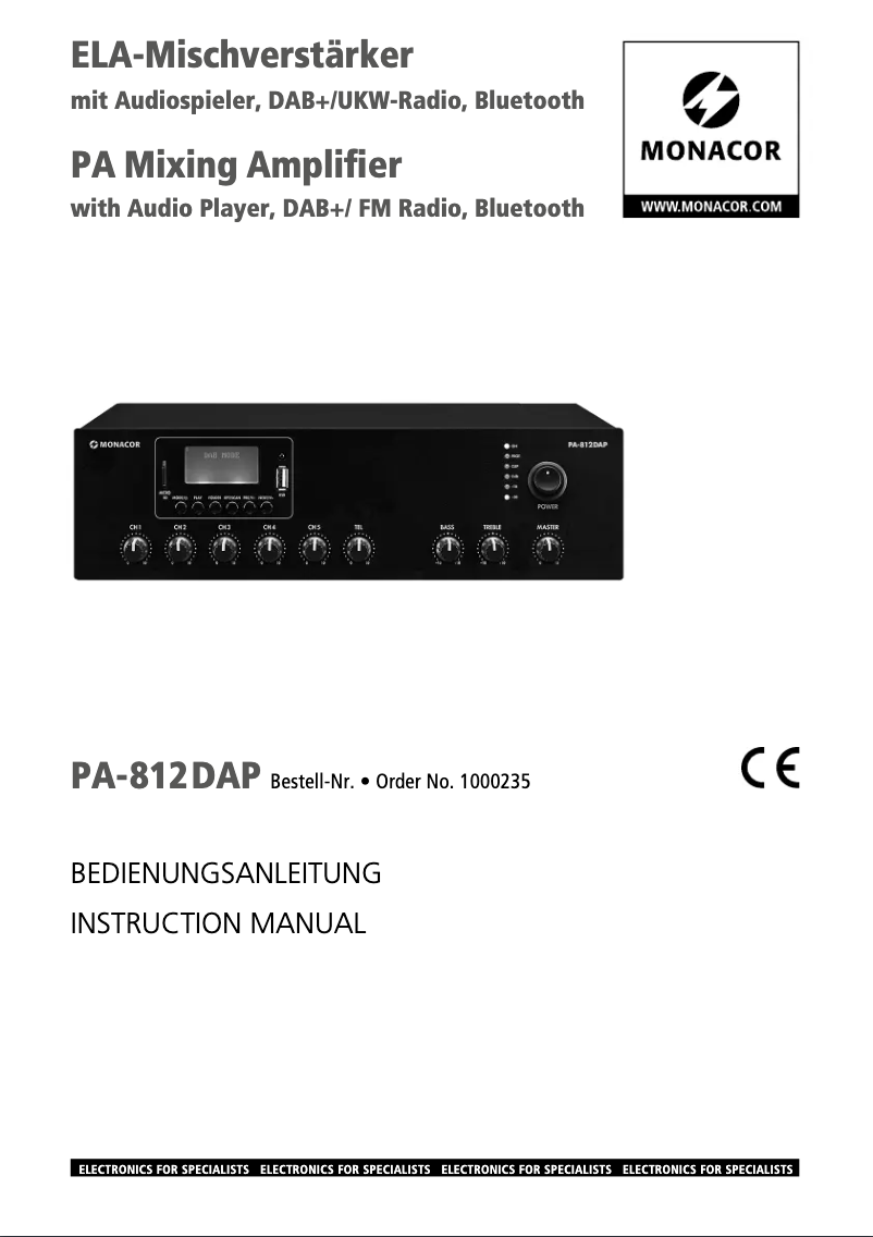 Page 1 of the manual User Manual Monacor PA-812DAP