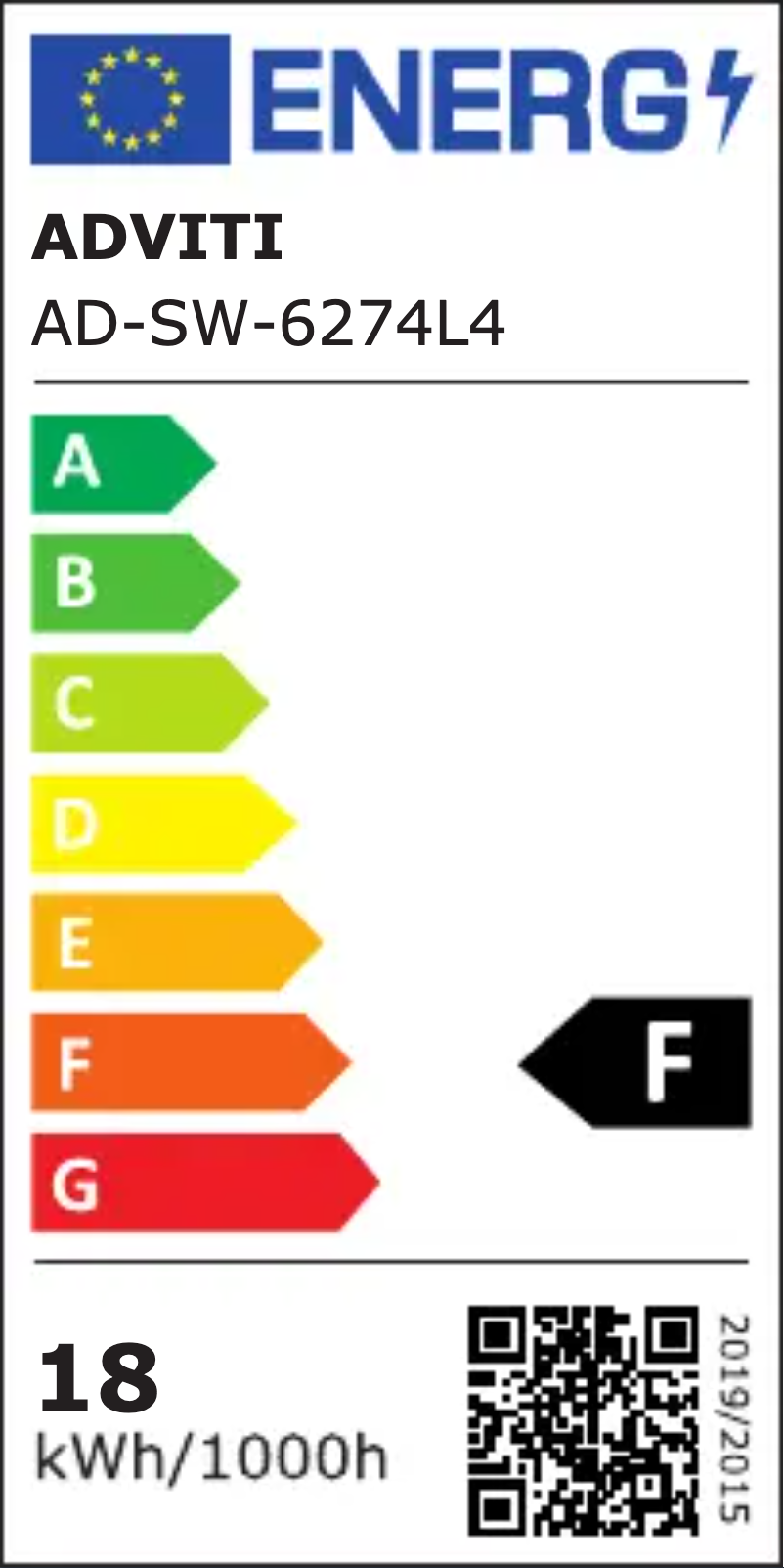 Page 1 of the manual Energy Label Adviti AD-SW-6274L4