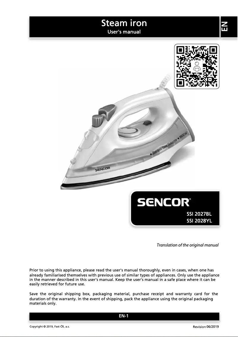 Image de la première page du manuel de l'appareil SSI 2027BL