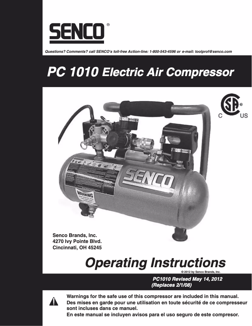 Page 1 of the manual User Manual Senco PC1010
