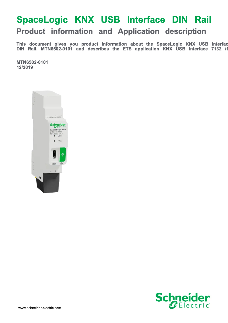 Page 1 of the manual User Manual Schneider MTN6502-0101