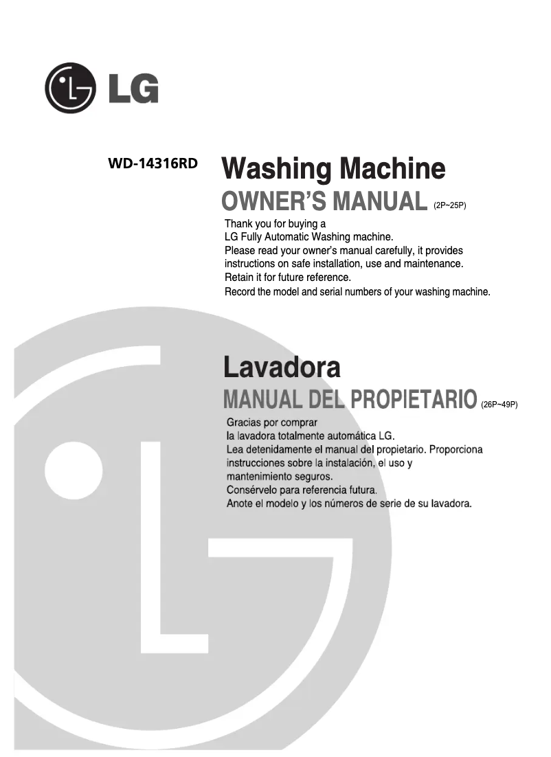First page image of the manual for WD-14316RD