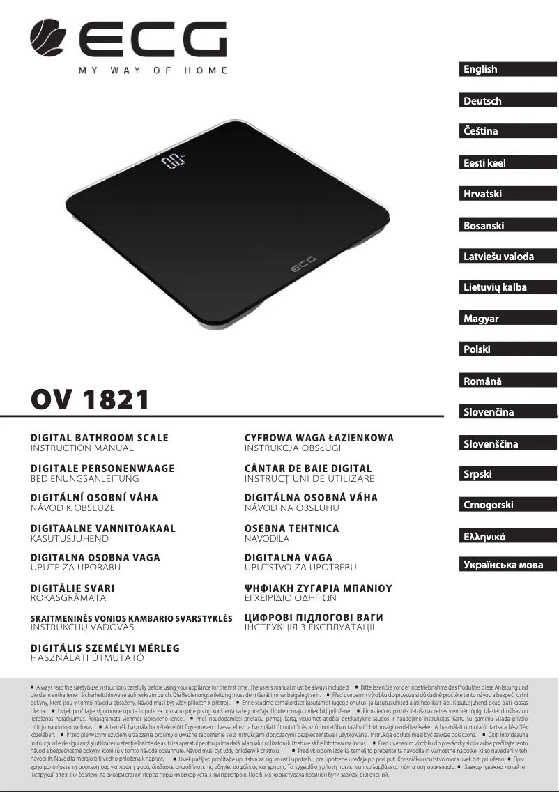 Page 1 of the manual User Manual ECG OV 1821