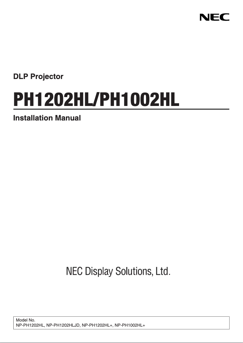 Page 1 of the manual User Manual NEC PH1202HL