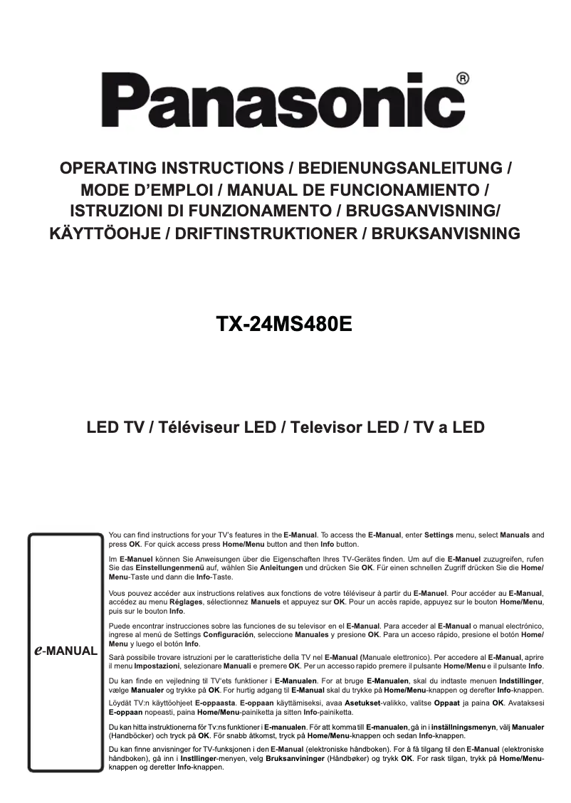 First page image of the manual for TX-24MS480E