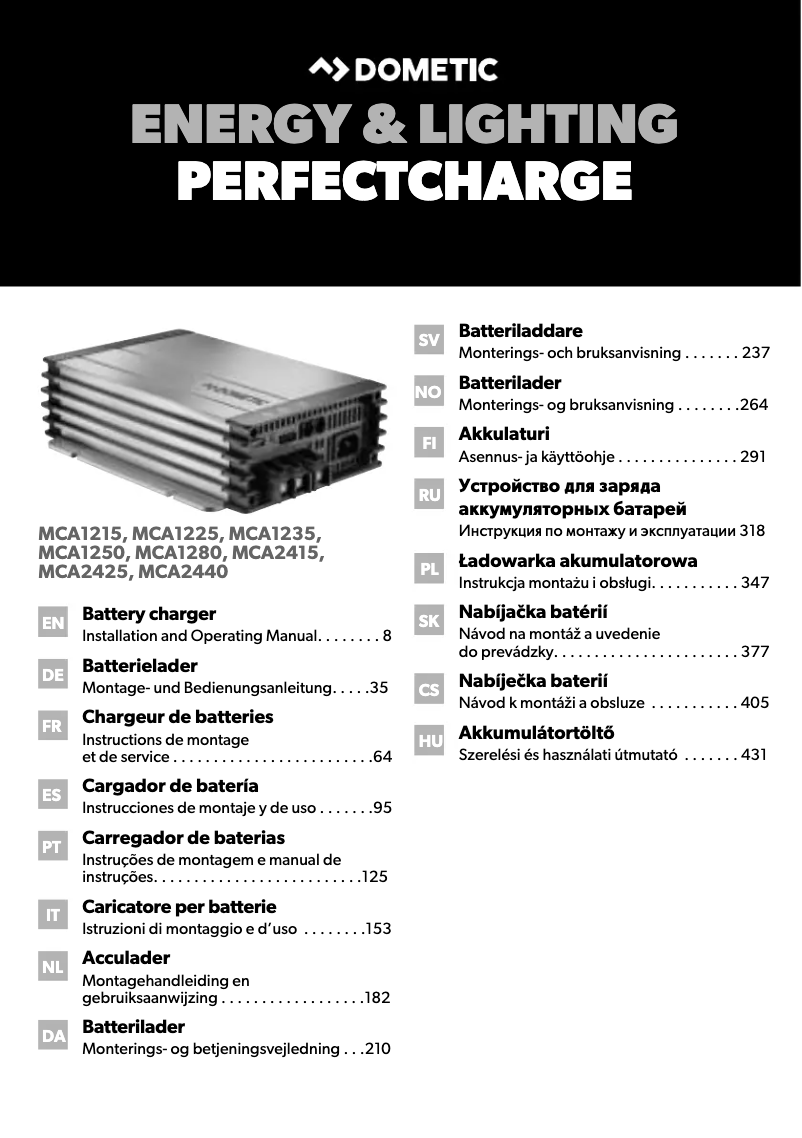 Page 1 de la notice Manuel utilisateur Dometic PerfectCharge MCA 1215