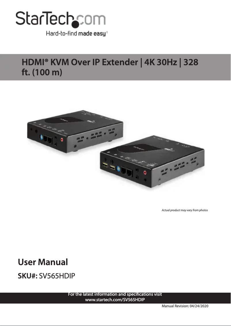 First page image of the manual for SV565HDIP