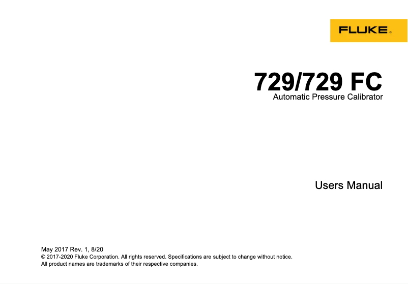 Page 1 of the manual User Manual Fluke 729