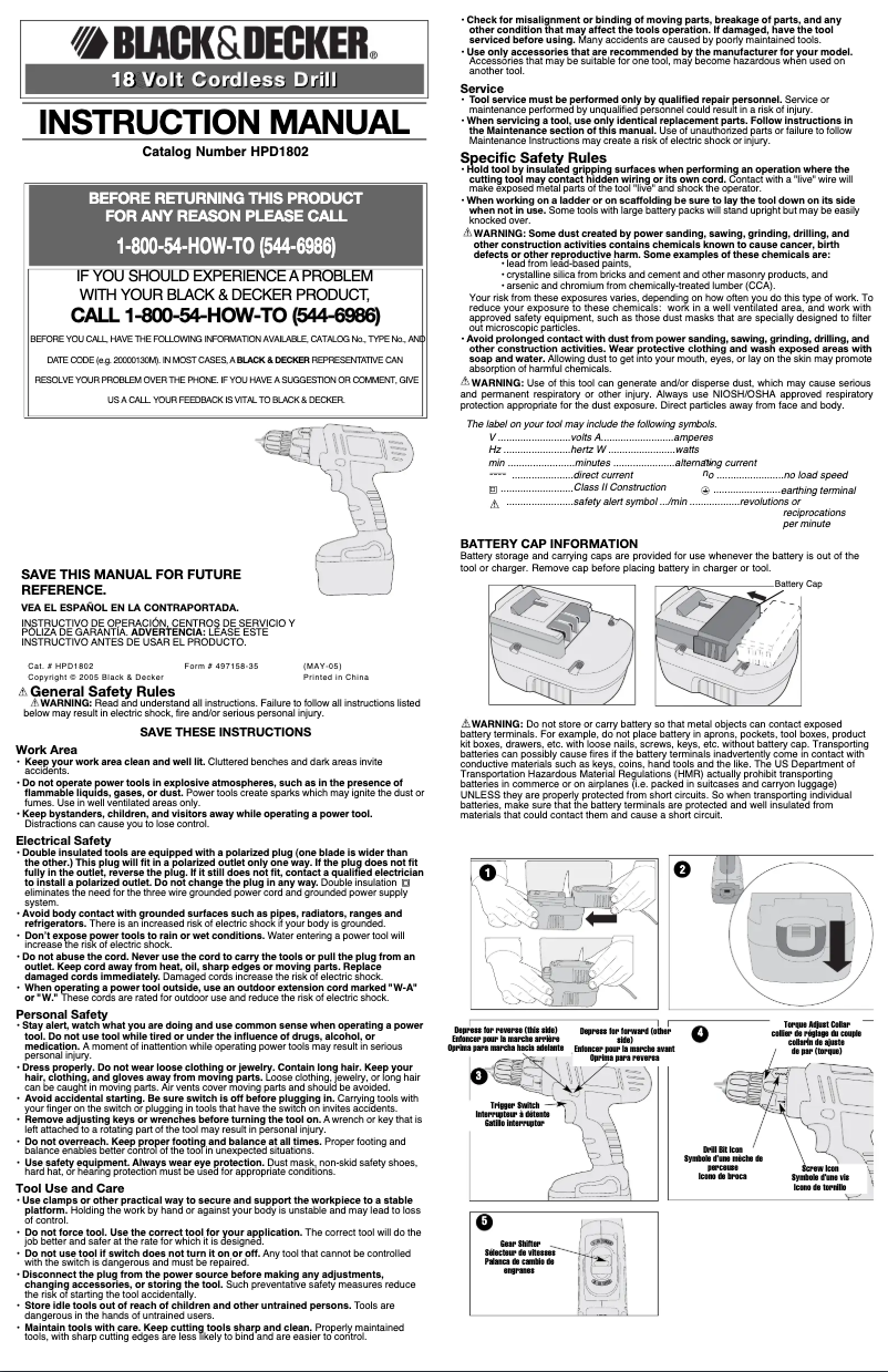 Page 1 of the manual User Manual Black & Decker HPD1802
