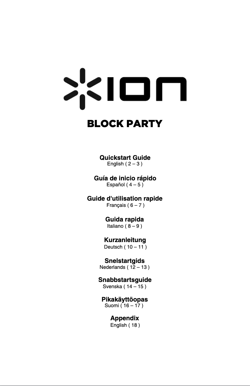 First page image of the manual for Block Party