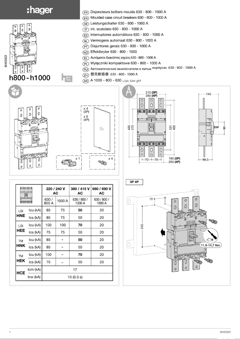 Page 1 of the manual User Manual Hager HEK800U