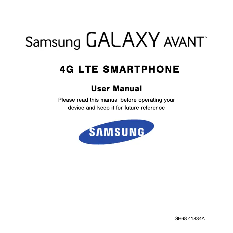 First page image of the manual for Galaxy Avant