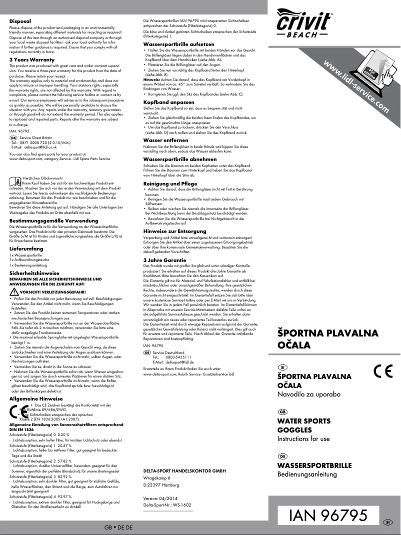 First page image of the manual for IAN 96795