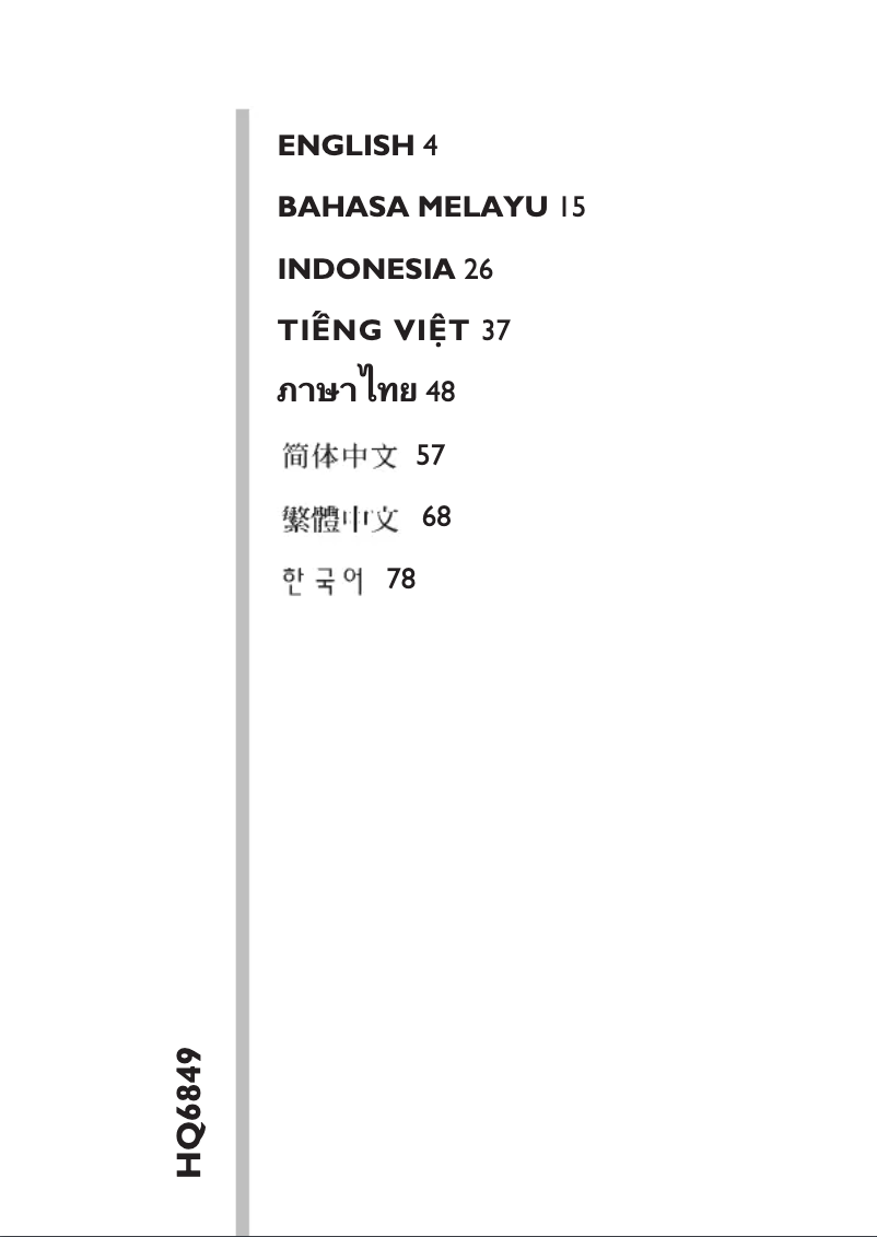 Page 1 of the manual User Manual Philips HQ6849