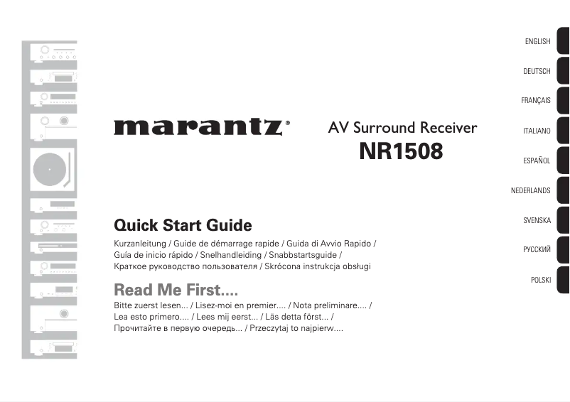 Page 1 of the manual Quick Start Guide Marantz NR1508