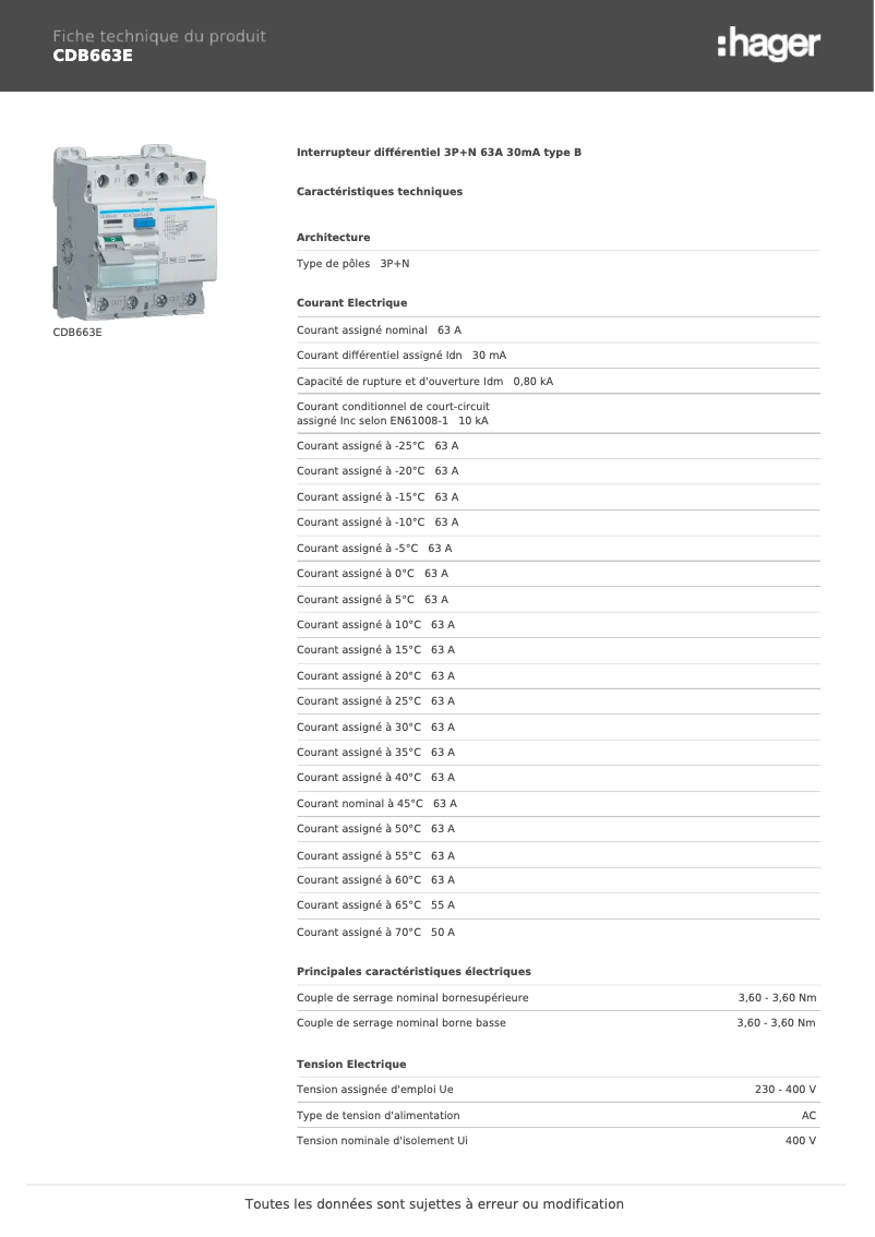 First page image of the manual for CDB663E