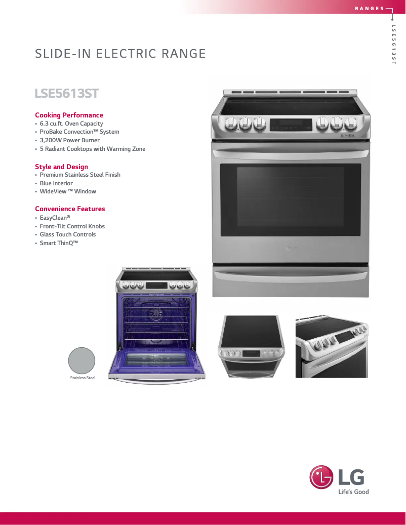First page image of the manual for LSE5613ST