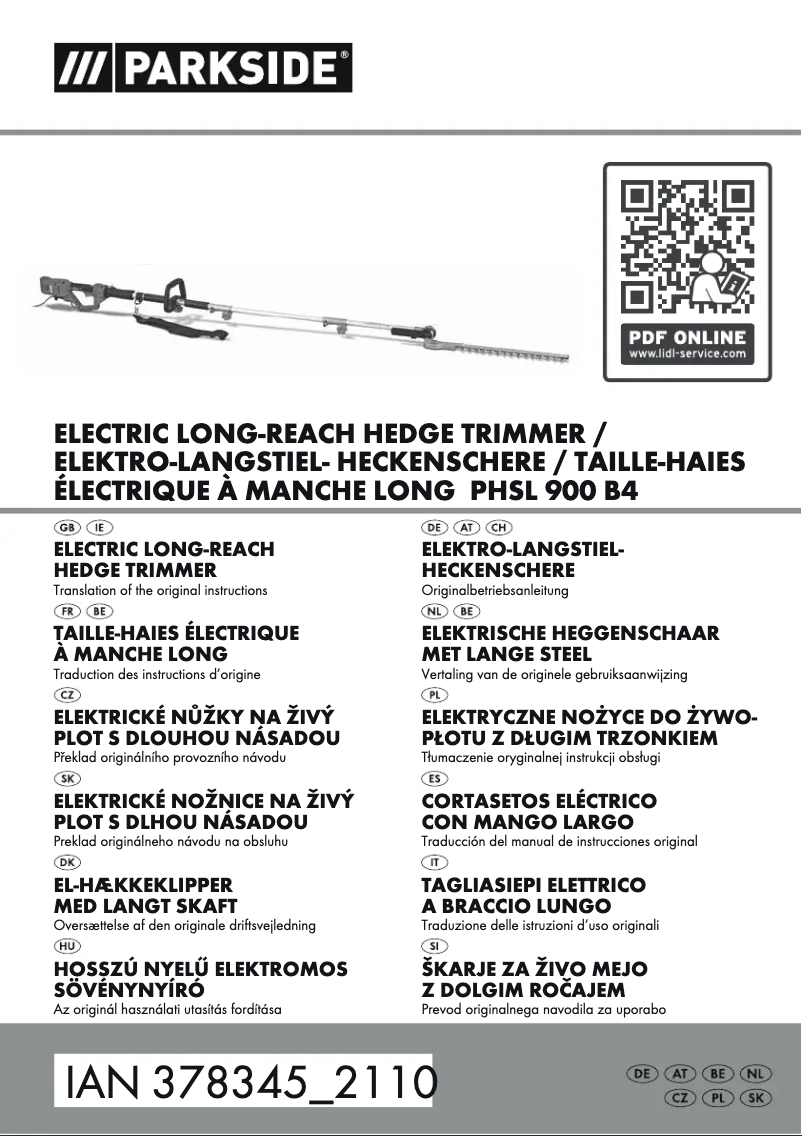 First page image of the manual for PHSL 900 B4