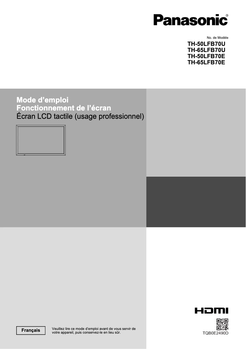 First page image of the manual for TH-65LFB70E