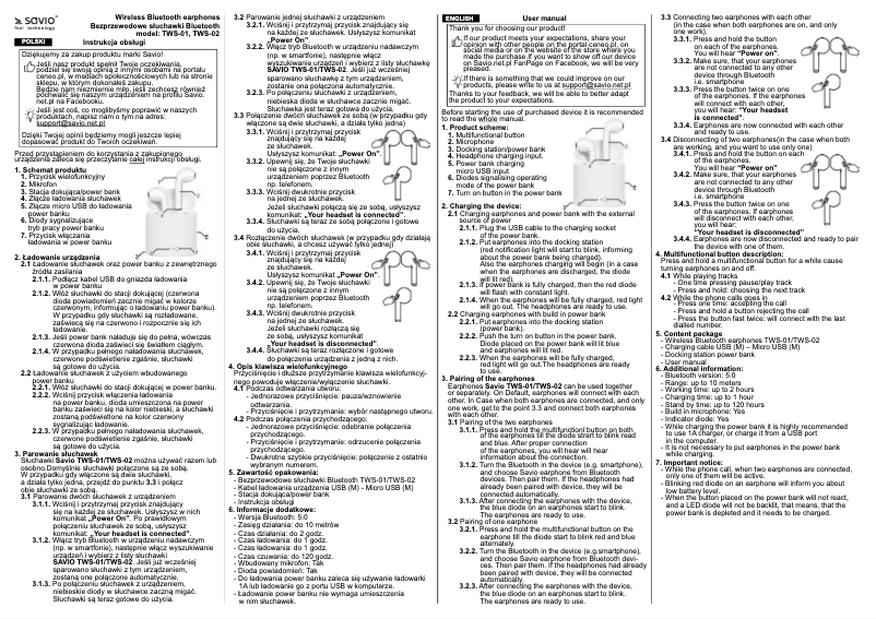 First page image of the manual for TWS-01
