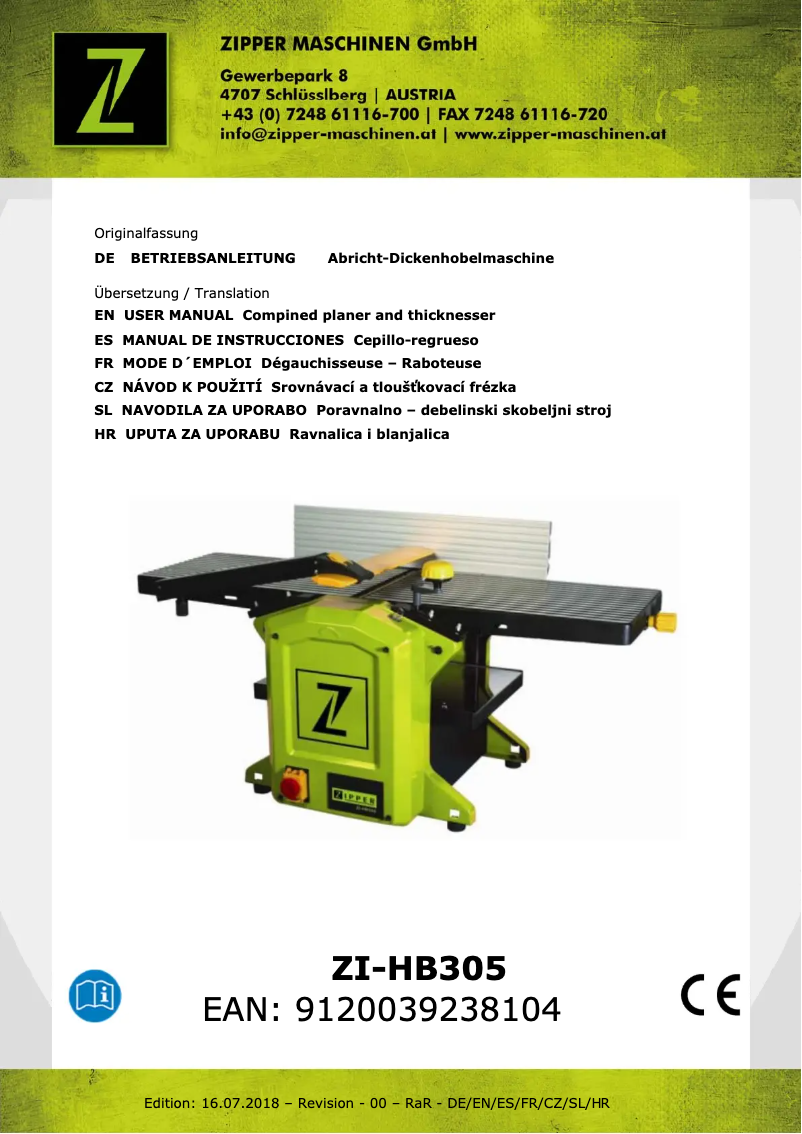 First page image of the manual for ZI-HB305