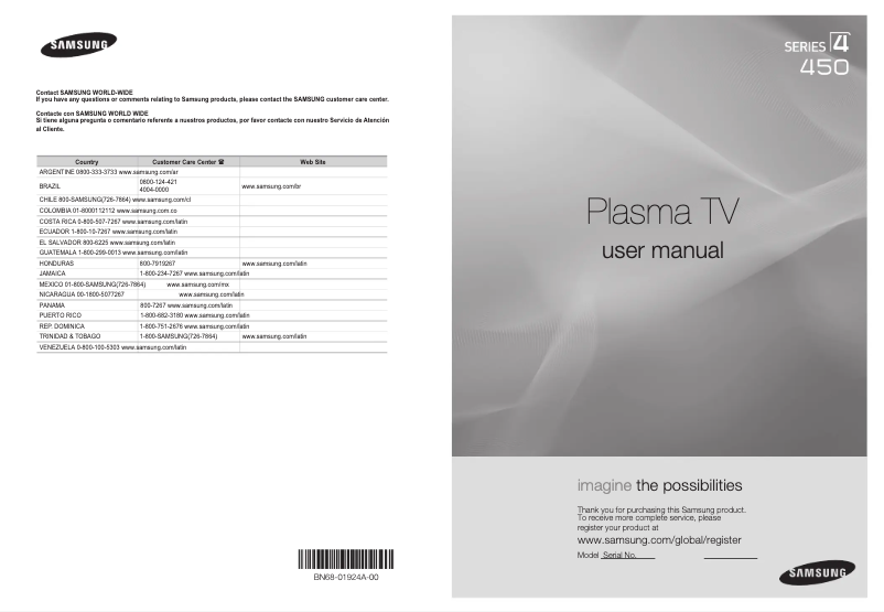 Page 1 of the manual User Manual Samsung PL42B450B1