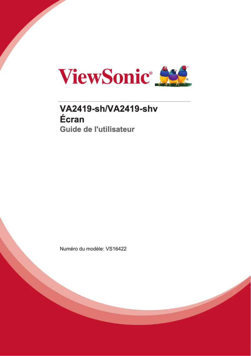 Page 1 de la notice Manuel utilisateur Viewsonic VA2419-SH