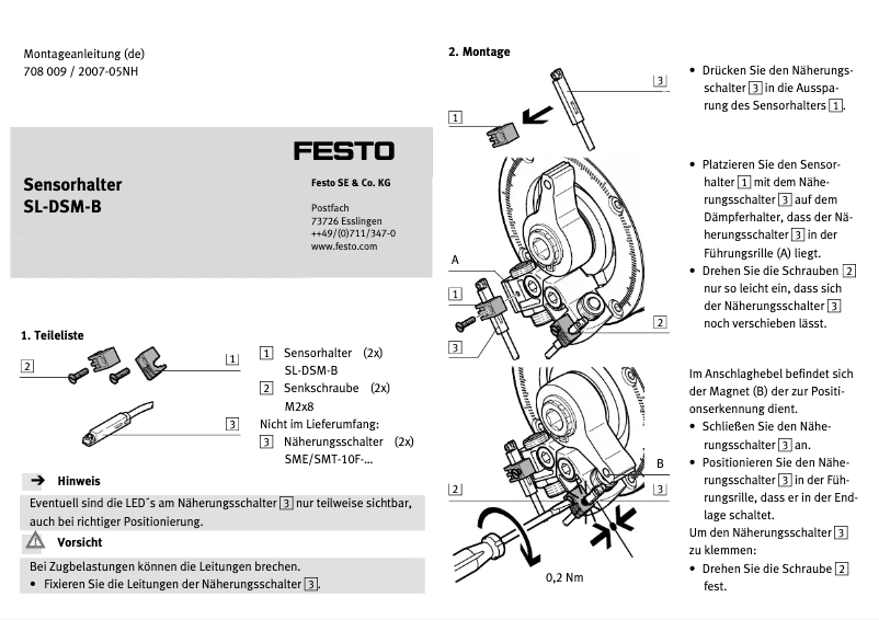 Page 1 of the manual User Manual Festo SL-DSM-B