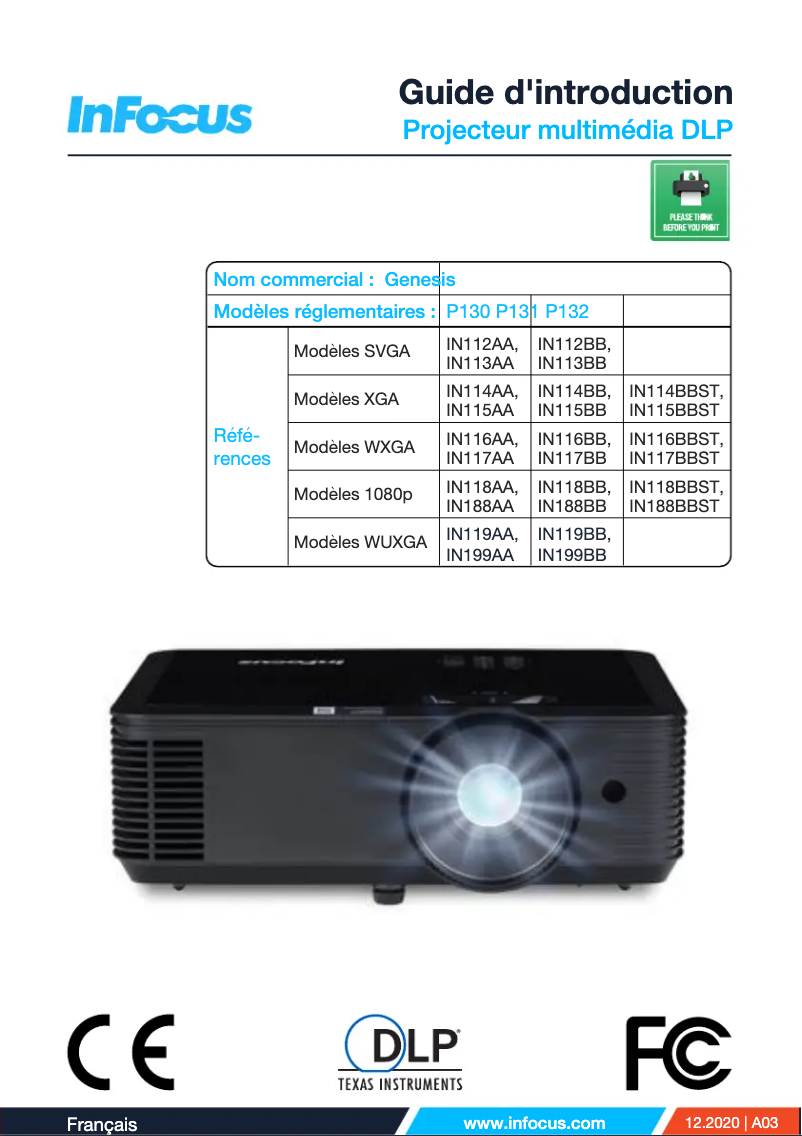 First page image of the manual for Genesis IN119AA