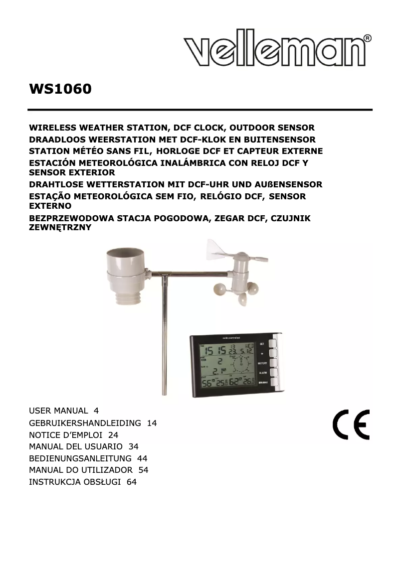First page image of the manual for WS1060