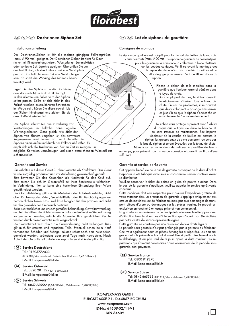 First page image of the manual for IAN 64609