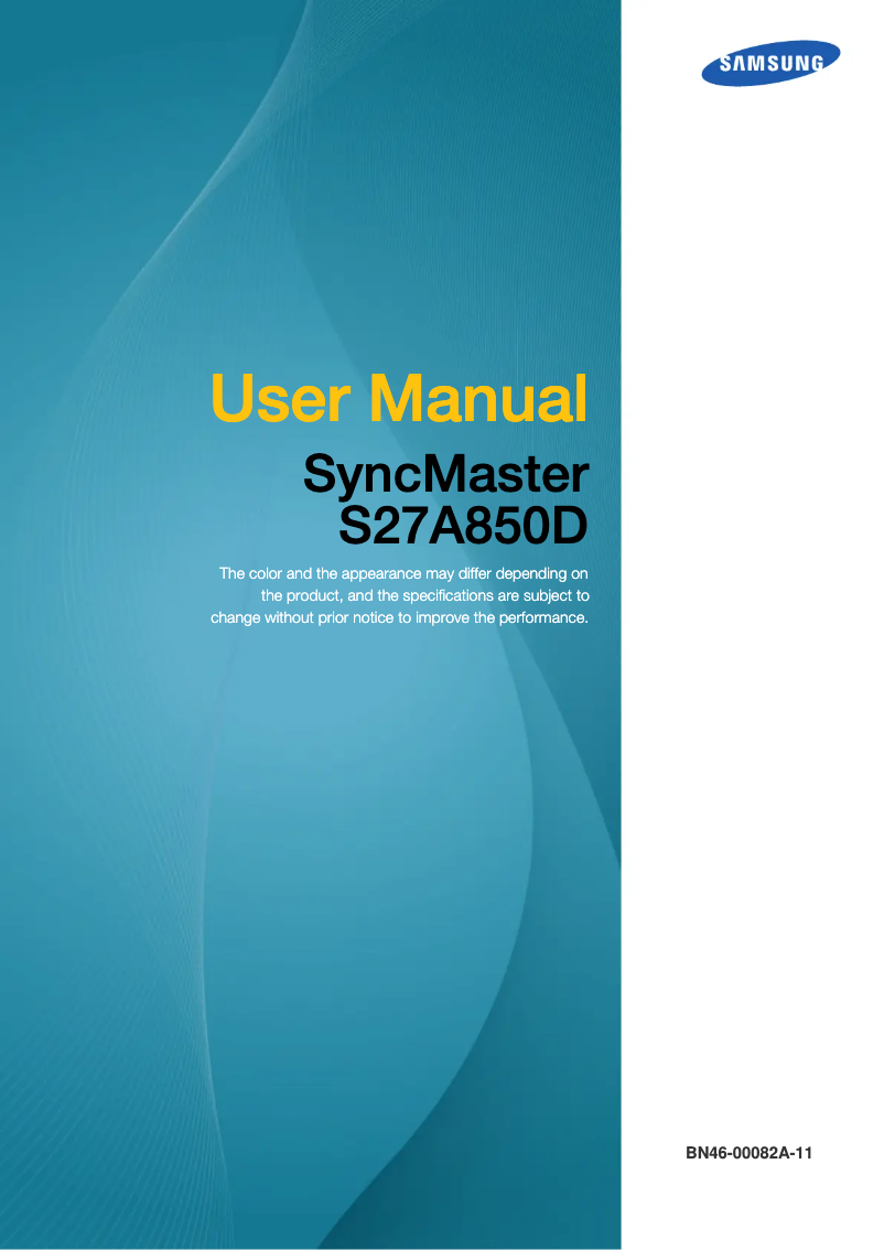 First page image of the manual for LS27A850DS