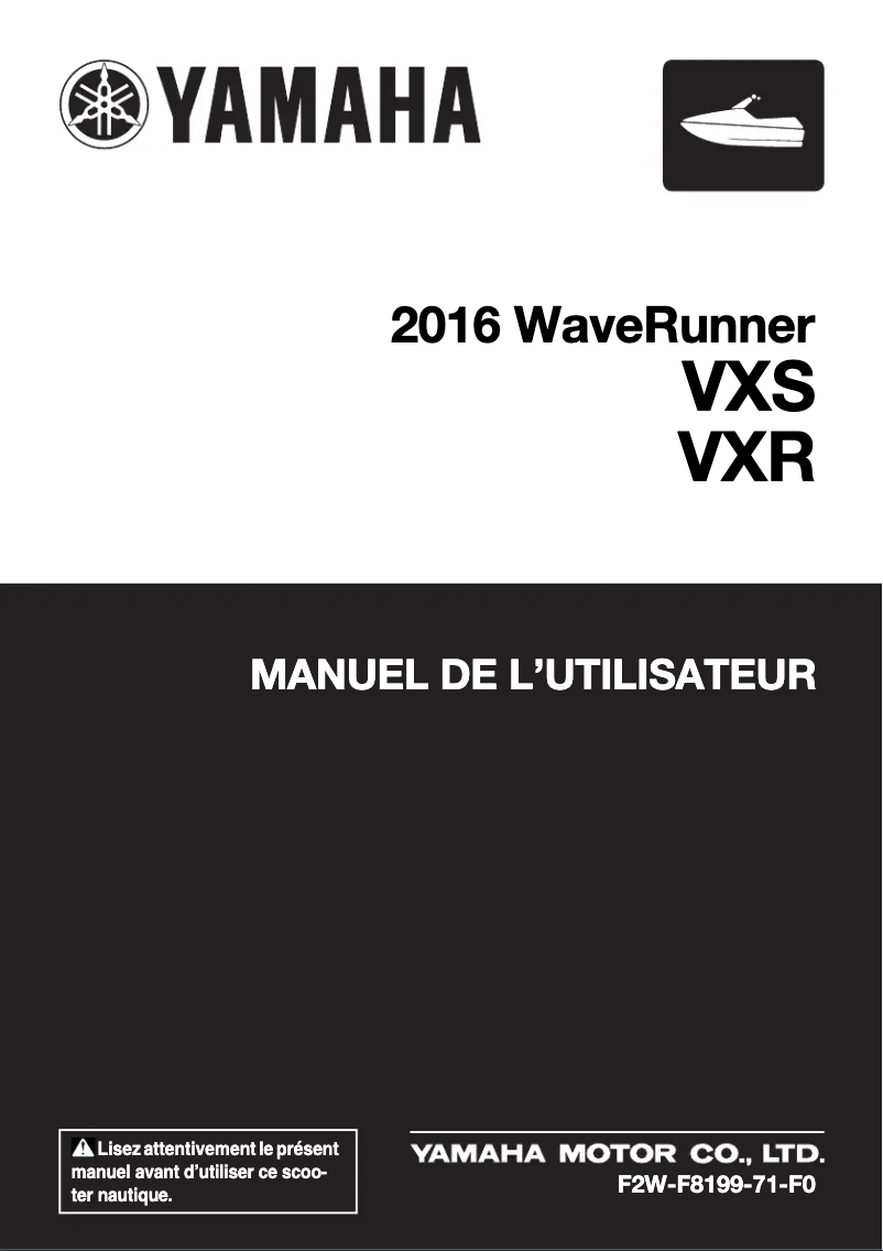 Page 1 of the manual User Manual Yamaha WaveRunner VXS (2016)